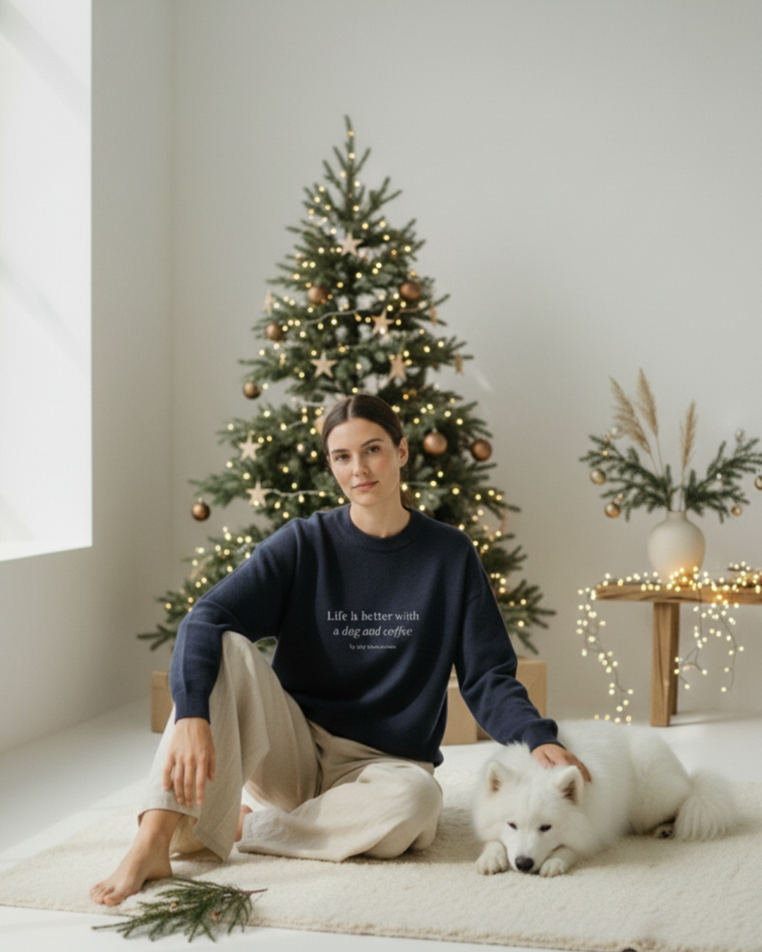cozy oversized dog mom crewneck in Navy Blue