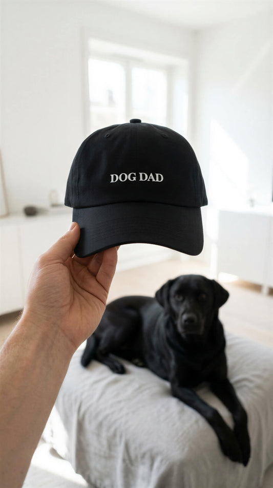 Dog dad baseball cap with black dog