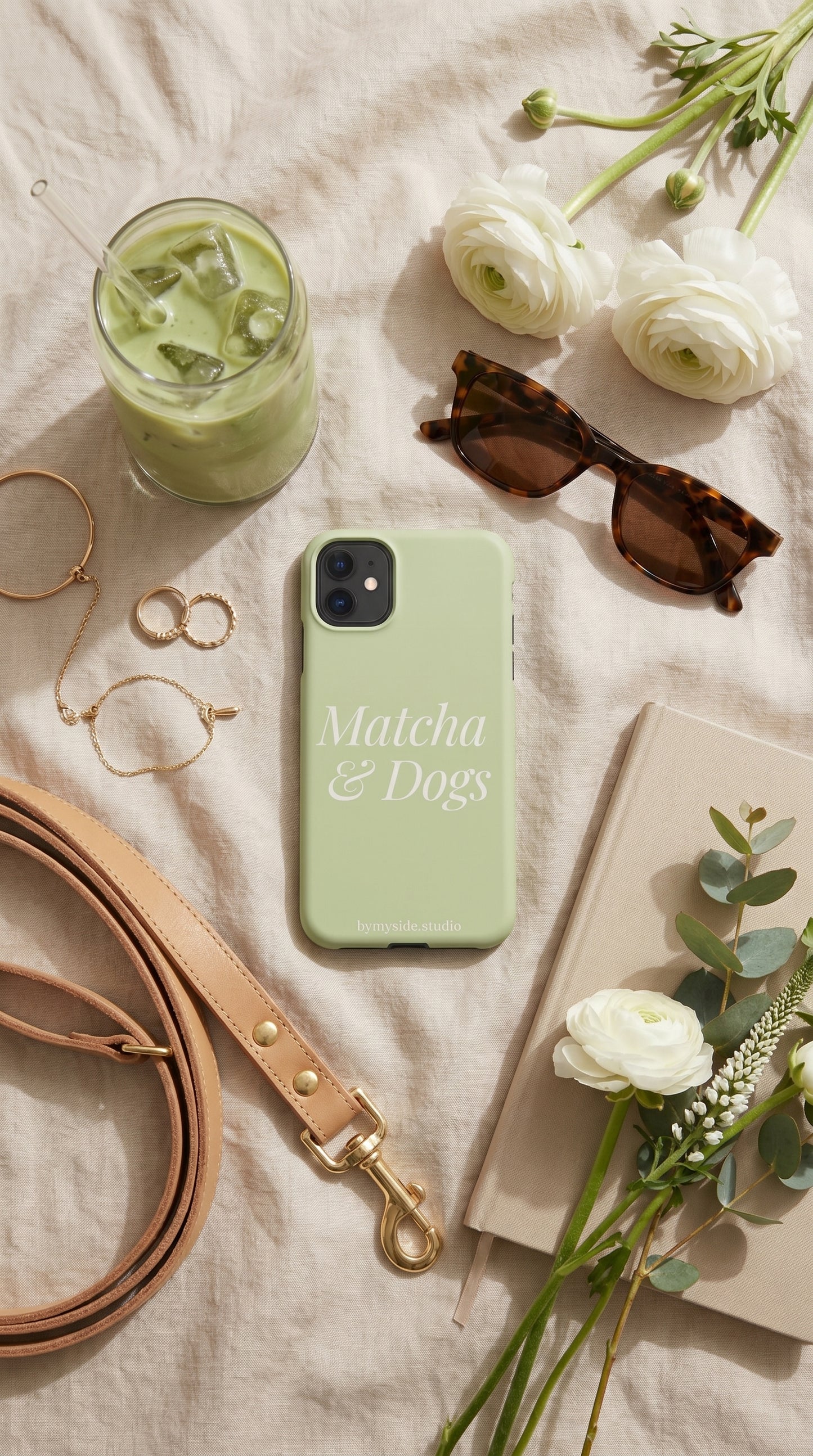Matcha and dogs phone case